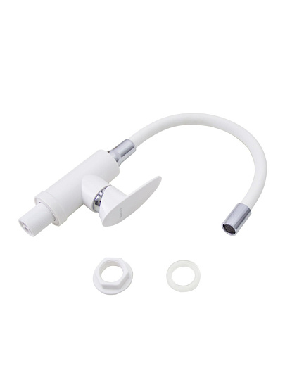 Смеситель для кухни, Stemix, гибкий излив, с картриджем, пластиковый корпус, белый, PL700-016F WHITE