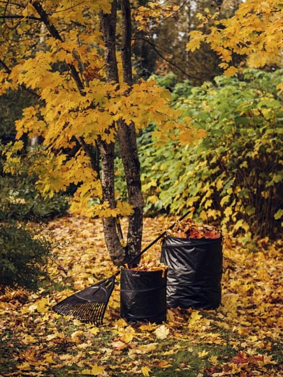 Грабли веерные, 27 зуб, пластик, 64.6 см, Fiskars, Solid, XL, для листьев, черенок алюминиевый, 1015645