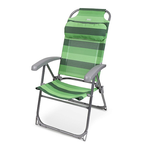 Кресло-шезлонг складное, металл, 40х46х109 см, 120 кг, 8 положений спинки, зеленое, Nika, К2/З