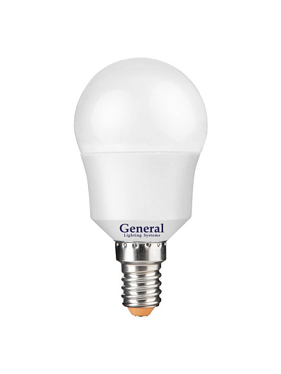Лампа светодиодная E14, 7 Вт, 230 В, шар, 4500 К, нейтральный белый свет, General Lighting Systems, GLDEN, 640700