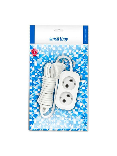 Удлинитель бытовой 2 гнезда, 5 м, ПВС, 2х1 мм², без заземления, Smartbuy, SBE-10-2-05-N