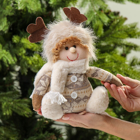 Фигурка декоративная текстиль, Мальчик, 20 см, коричневая, Y4-9439