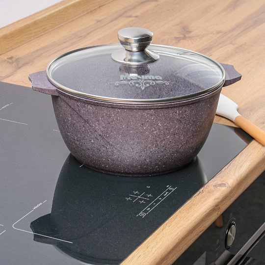Кастрюля алюминий, антипригарное покрытие, 4 л, крышка стекло, Мечта, Premium violet, 44904
