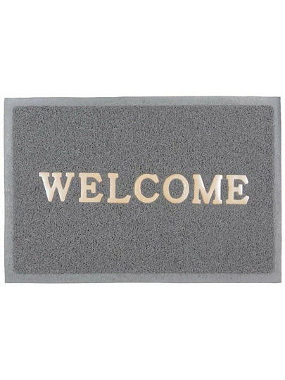 Коврик придверный, 60х90 см, прямоугольный, резина, серый, Spongy Welcome, Sunstep, 38-451