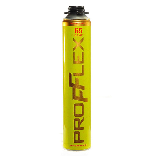 Пена монтажная Profflex, Yellow Lite, профессиональная, 65 л, 850 мл, 850 г, летняя