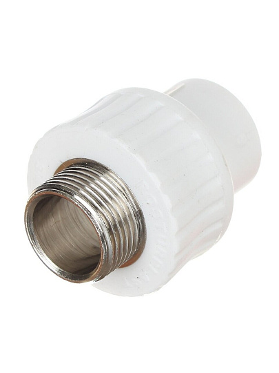 Муфта комбинированная полипропилен, d20х3/4", наружная резьба, белая, РосТурПласт
