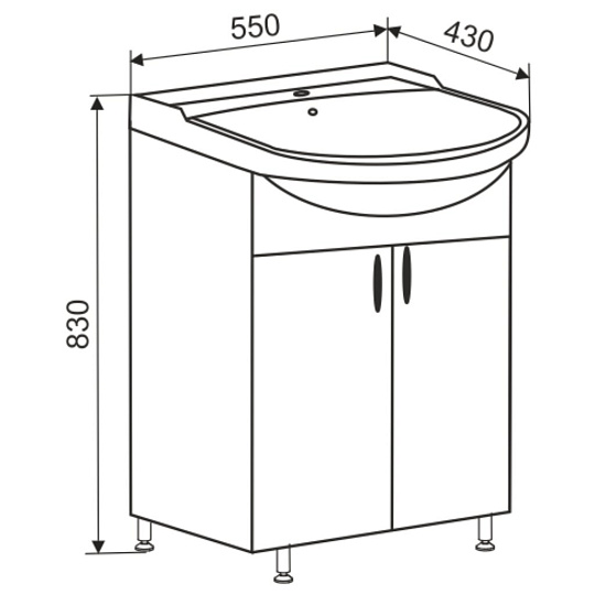 Тумба Doratiz, Эко, 55 см, 2 двери, Уют 55, 9912.021