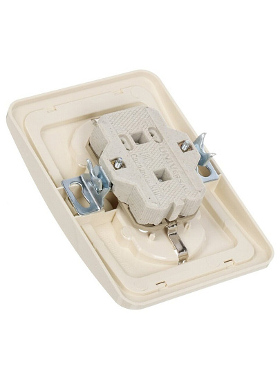 Розетка скрытой установки, 2 гнезда, с заземлением, 16 А, ABS пластик, IP20, слоновая кость, UNIVersal, Валери, Б-В0128