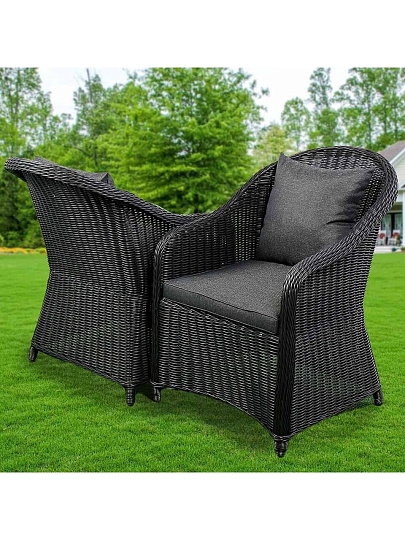 Мебель садовая Green Days, стол, 210х100х75 см, 6 кресел, подушка черная, CYH1830W-2-drk