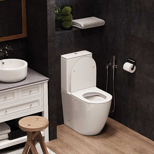 Унитаз-компакт Cerutti, Bella, горизонтальный выпуск, дюропластовое сиденье, 2 режима, мультилифт