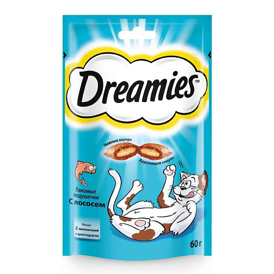 Корм для животных Dreamies, 60 г, для кошек, лакомство, лосось, 52352