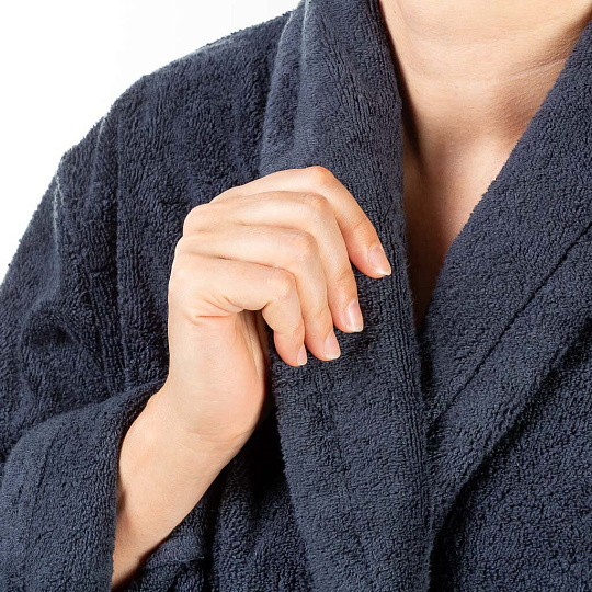 Халат мужской, махровый, 100% хлопок, темно-серый, XL-XXL, 52-54, Silvano