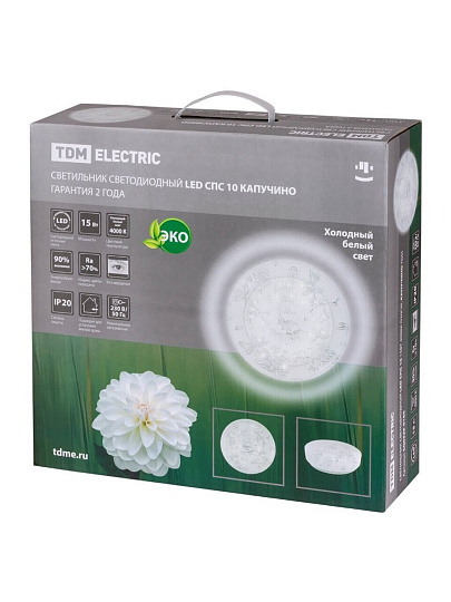 Светильник светодиодный, TDM Electric, Капучино, 15 Вт, 4000 К, 1390 Лм, IP20, 35х35х10 см, белый, SQ0329-0160