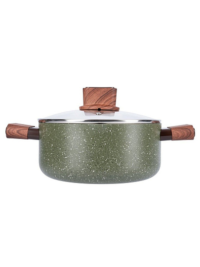 Кастрюля алюминий, антипригарное покрытие, 3.5 л, крышка стекло, Werner, Organic Forest Style, 51458, индукция