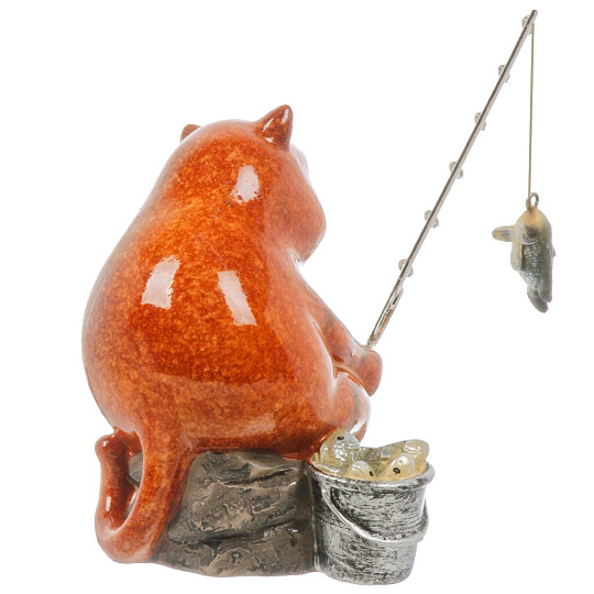 Фигурка декоративная полистоун, Кот-рыбак, 18х10х12.5 см, A020280