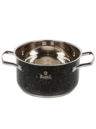 Кастрюля нержавеющая сталь, 3.6 л, крышка стекло, RasheL, R-306v, индукция
