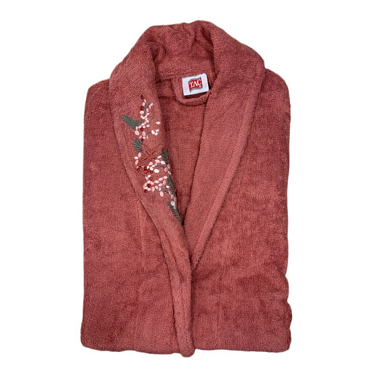 Халат унисекс, махровый, 60% хлопок, 40%бамбук, терракот, S-M, ТАС, Taba, 6 122