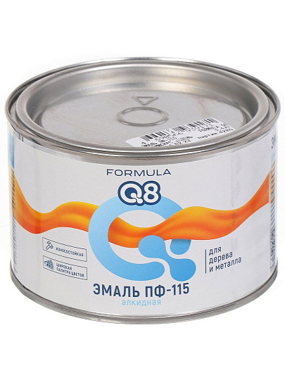 Эмаль Formula Q8, ПФ-115, алкидная, глянцевая, серая, 0.4 кг