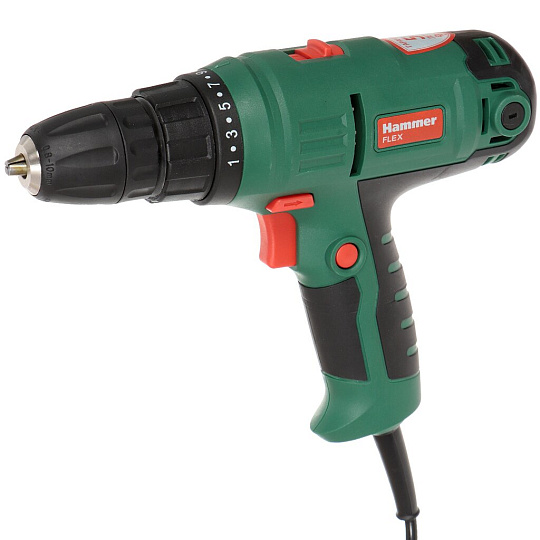 Дрель-шуруповерт сетевая Hammer, Flex DRL420A, быстрозажимной патрон, 10 мм, 300 Вт, с реверсом