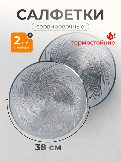 Салфетка сервировочная полимер, 38 см, круглая, 2 шт, Y4-9579