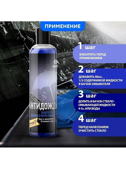Средство для стекол и зеркал Grass, Антидождь, 250 мл, 800-440