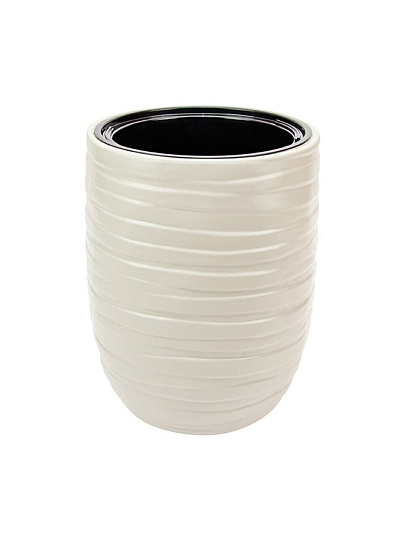 Кашпо пластик, 35х39 см, со вставкой, кремовое, Idea, Лайн, М 3411