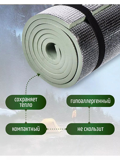 Коврик туристический 160х60х1 см, вспененный ПВХ, фольгированный, T2023-041