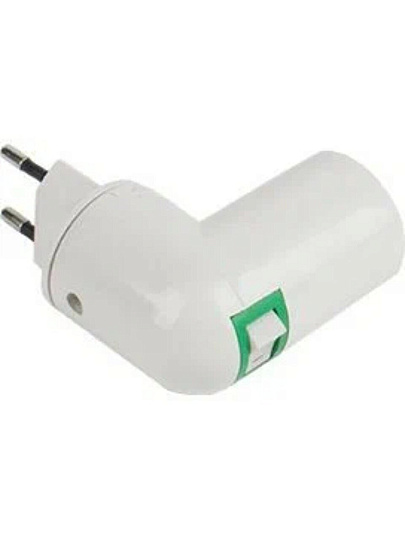 Переходник E14, с выключателем, вилка-патрон, белый, Ecola, Base, APT4SWEAY