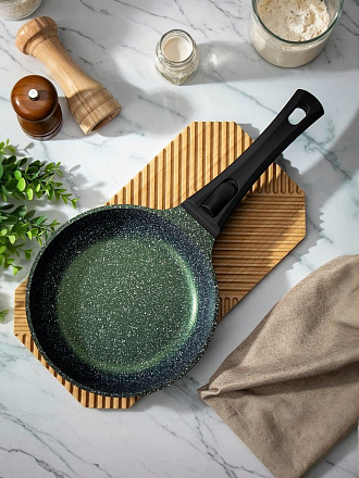 Сковорода литой алюминий, 20 см, антипригарное покрытие, Гурман, Мерцание Изумрудный бриллиант, съемная ручка, ГМ2001ИБС