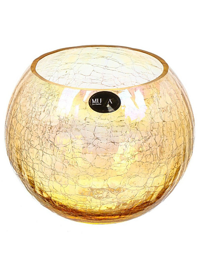 Ваза стекло, настольная, 18 см, Muza, Cracle amber, 380-638, шар
