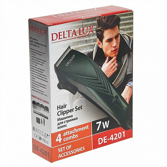 Машинка для стрижки, Delta Lux, DE-4201, сетевая, 7 Вт, зеленая