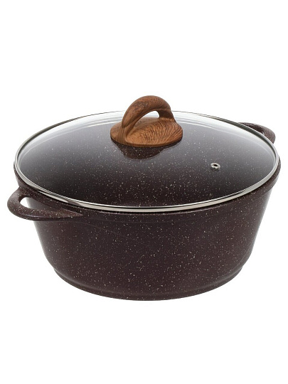 Кастрюля алюминий, антипригарное покрытие, 4 л, крышка стекло, Гурман, Coral, ГМк403КР, индукция