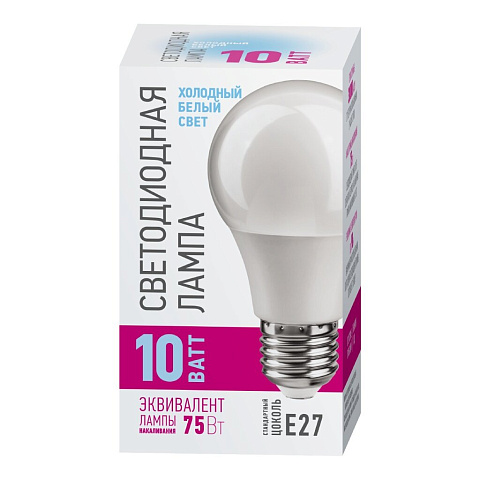 Лампа светодиодная E27, 10 Вт, 75 Вт, груша, 4000 К, нейтральный свет, Онлайт