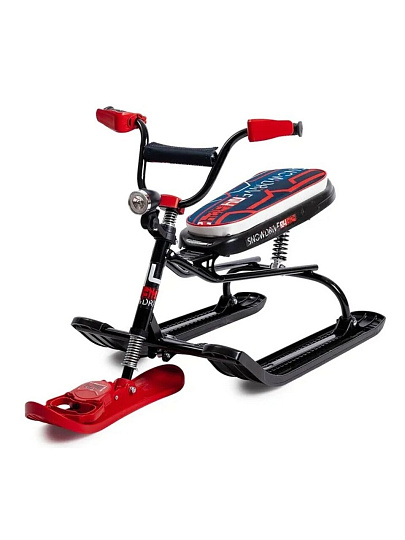 Снегокат Nika, Snowdrive, СНД3/SD5, 61.5 см, Kids snowdrive 5, черный каркас, велоруль, амортизация, фонарик