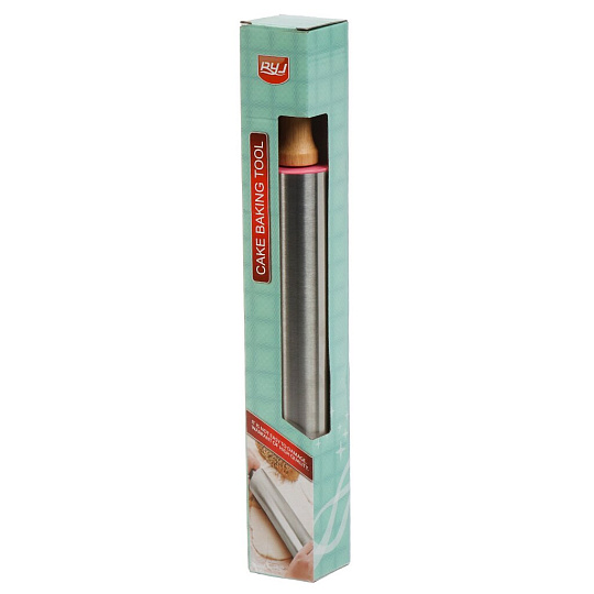 Скалка дерево, металл, 38 см, Y4-8702