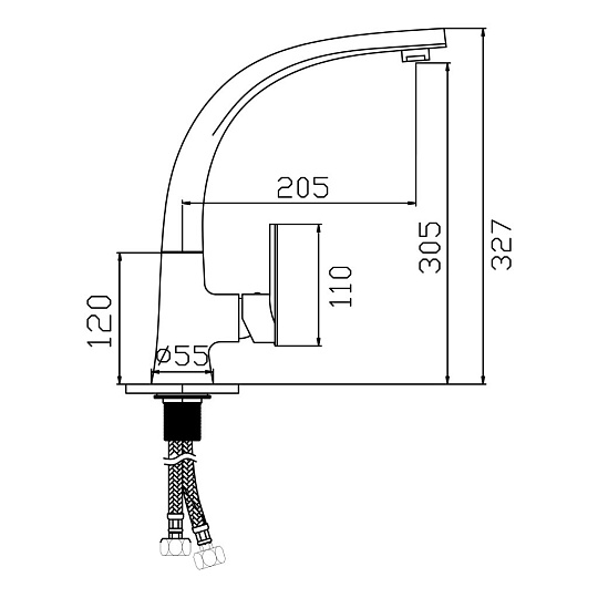 Смеситель для кухни, Golden Fox, Kitchen pro, с картриджем, хром, 11032-FOX