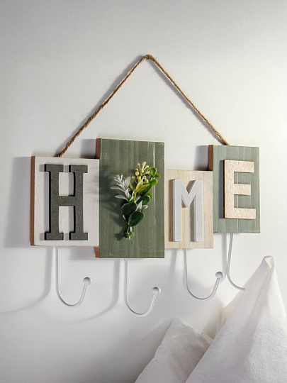 Крючок Home, 32.5х20.5 см, МДФ, 4 крючка, на декоративном панно, настенный, A200170