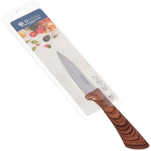 Нож кухонный Daniks, Ларвик, для овощей, нержавеющая сталь, 8.5 см, рукоятка пластик, YW-A286-PA