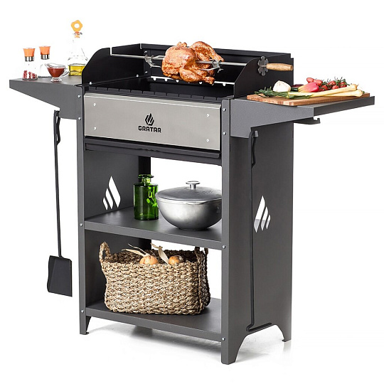 Мангал 1332х600х394х1041 мм, 2 мм, гриль, складные полки, Gratar, Family Optima Grill, FOG2000