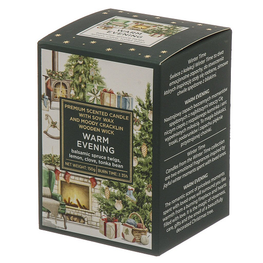 Свеча ароматическая, в стакане, Bartek Candles, Зимнее Время, 150 гр, с деревянным фитилем