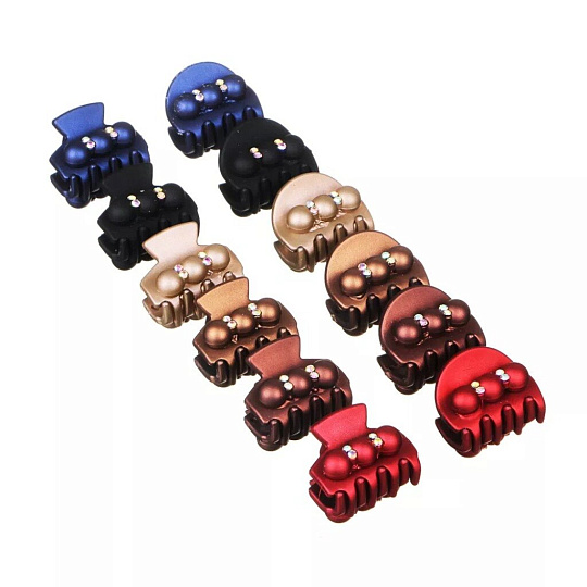 Заколка-краб для волос Beriotti, 845, 3 см, пластик, в ассортименте, с декором, 356-845