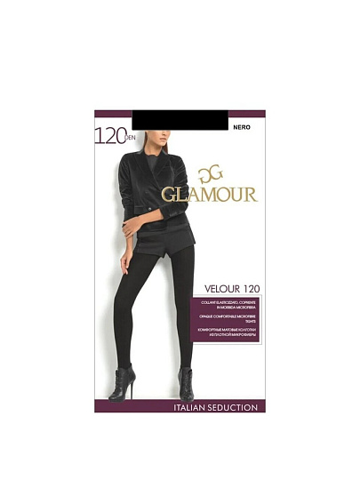 Колготки Glamour, Velour, 120 DEN, р. 3, nero/черные