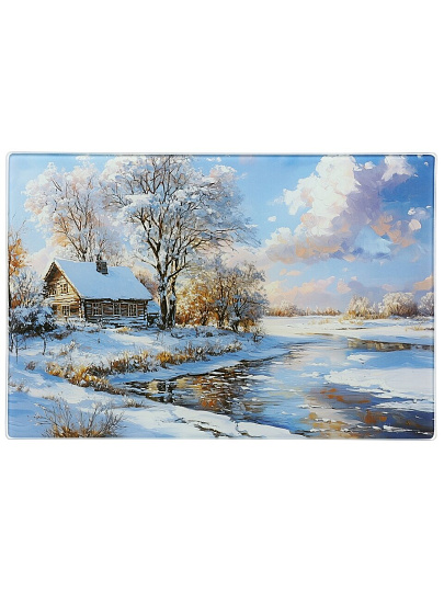 Доска разделочная, стекло, 20х30 см, Русская Зима, Daniks
