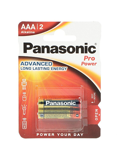 Батарейка Panasonic, ААА (LR03, 24A), Pro Power, щелочная, 1.5 В, блистер, 2 шт, 7452
