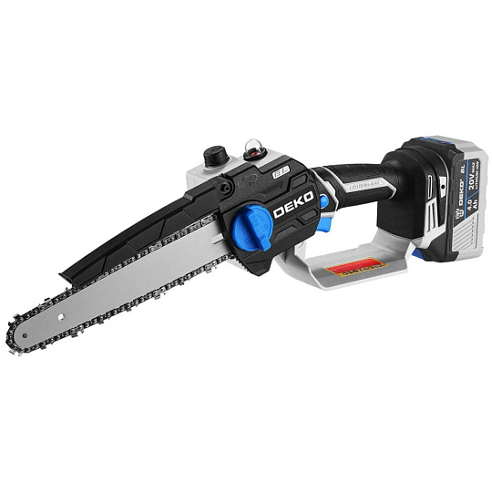 Пила цепная аккумуляторная, Deko, длина шины 20 см, шаг цепи 1/4 дюйм, 46 звеньев, DKCHS 20V, 063-4483