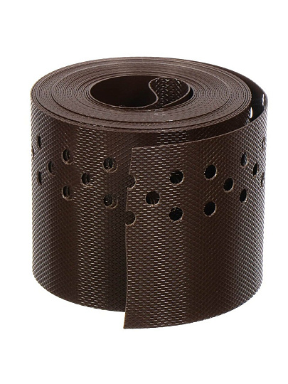 Лента бордюрная для газонов, пластмасса, 10х900 см, прямая с перфорацией, коричневая, Протэкт, БЛ-10/9