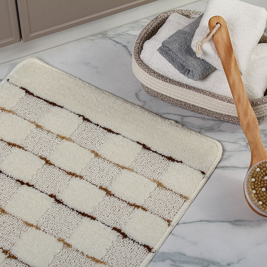 Коврик для ванной антискользящий, 0.5х0.8 м, полипропилен, 11 мм, кремовый, Banyolin, Silver, BAN.SIL.1.50/80-BS