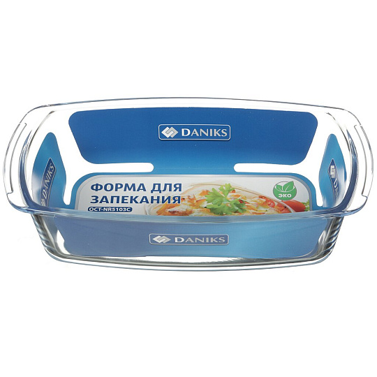 Форма для запекания стекло, 14х27х7 см, 1.6 л, прямоугольная, Daniks, OCT-NR5103С