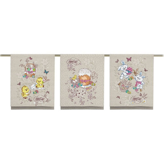 Набор полотенец кухонных 2 шт, 45х60 см, вафельный, 100% хлопок, МиаКара, Светлый праздник, в ассортименте, Россия, 718470