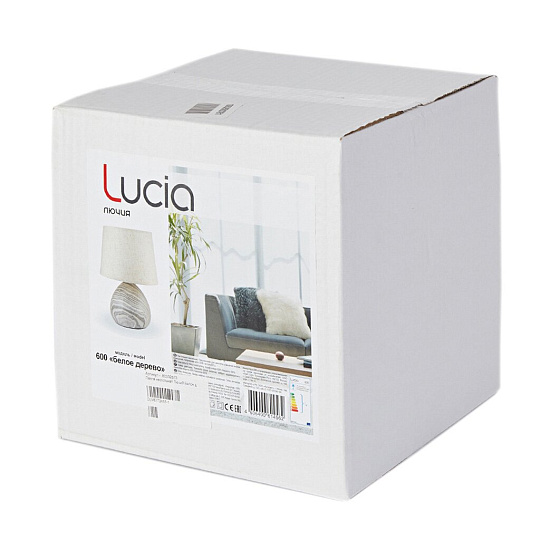 Светильник настольный E14, 60 Вт, серый, абажур бежевый, Лючия, Белое дерево 600, 00000030482